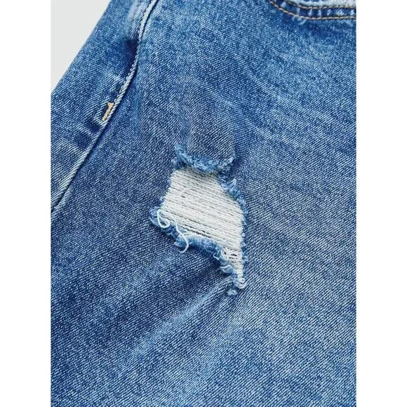 Women’s Cropped Straight Leg Jeans Mid Rise Stretchy Baggy Ankle Pants - Picture 3 of 5